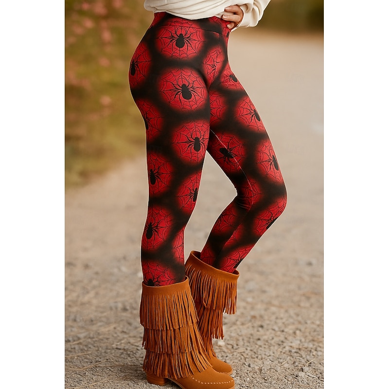 Halloween Women's Leggings Vacation Vintage Ethnic Style Ankle-Length High WaistPants Graphic Animal 3D Print Quick Dry Breathability Soft Stretchy Outdoor Home Causal Black Red Green Fall Regular Fit2
