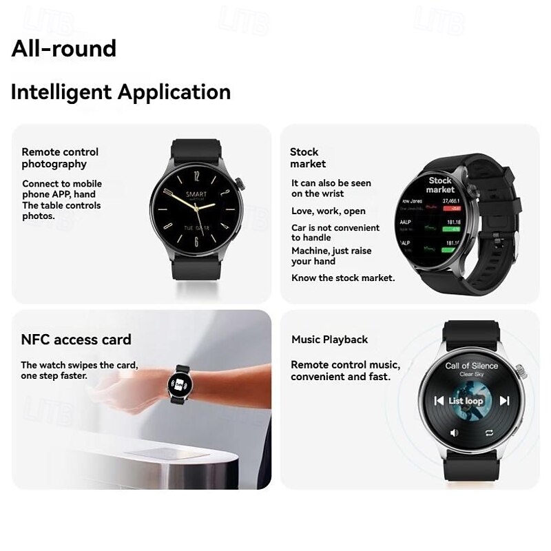 HD21 Smart Watch 1.43 inch Smartwatch Fitness Running Watch Bluetooth Timer Call Reminder Heart Rate Monitor Sedentary Reminder Find My Device Compatible with Android iOS IP68 Women Heart Rate4