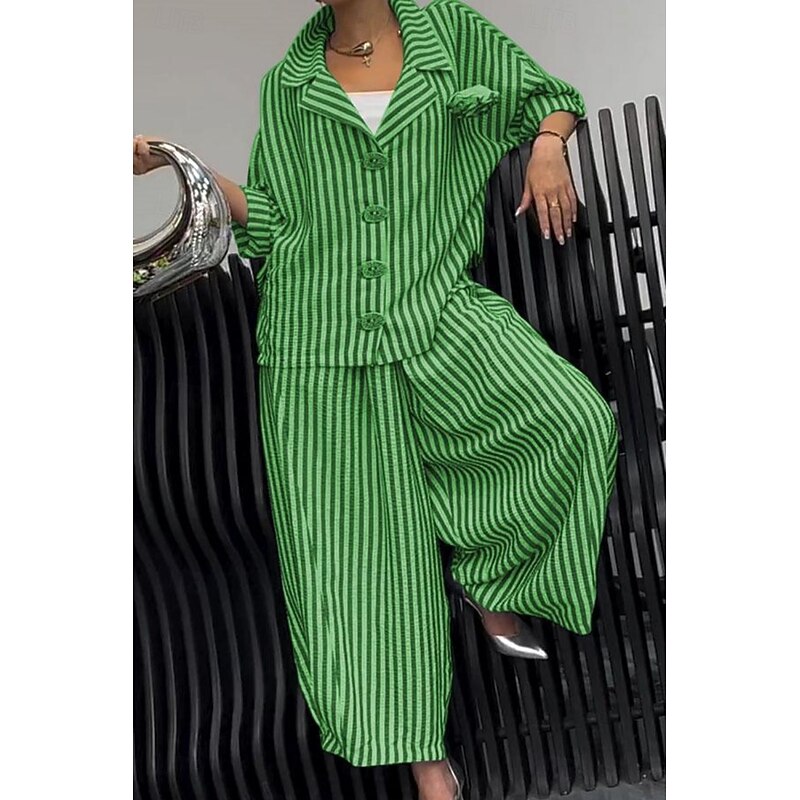 Women's Shirt Striped Stylish Casual Long Sleeve Shirt Collar Regular Tops Daily Holiday Buttons Print Yellow Red Blue Purple Green Summer Spring Fall4