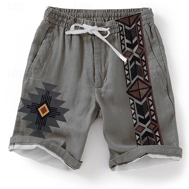 Men's Graphic Shorts Summer Shorts Beach Shorts Mid Waist Designer Ethnic Style Casual Daily Holiday Drawstring Elastic Waist 3D Print Designer Clothing Apparel3