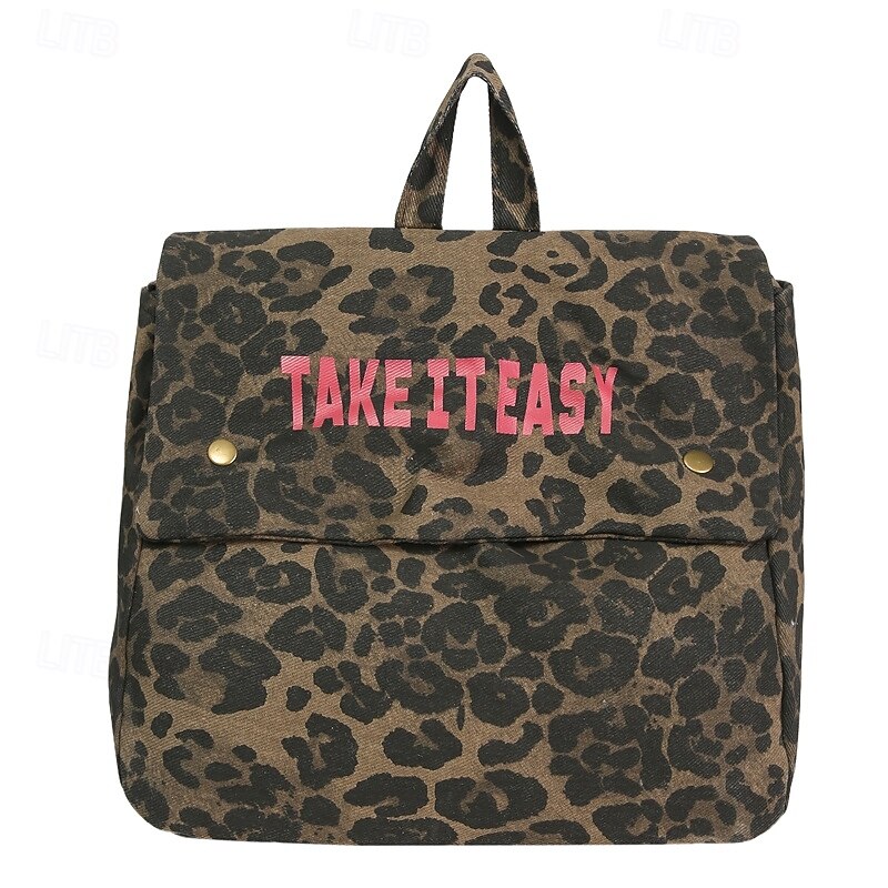 Leopard Print Corduroy Backpack for Girls – Y2K Aesthetic School Bag for Students, Daily Use & Back to School Season4
