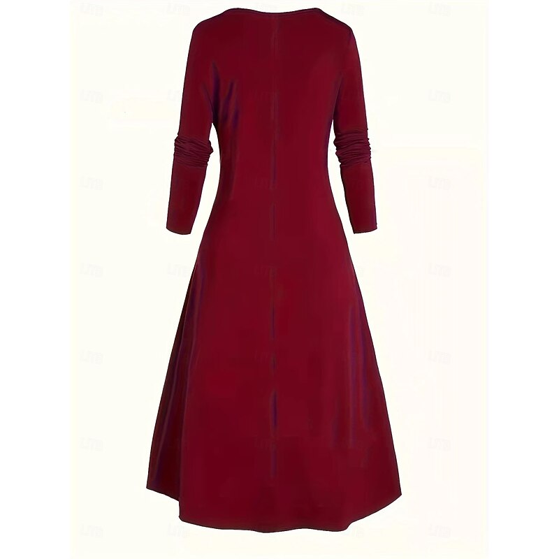 Women's Mini Dress Casual Dress Fashion Modern Daily Tea Party Going out Slim Plain Long Sleeve V Neck U Neck Burgundy Spring Fall3