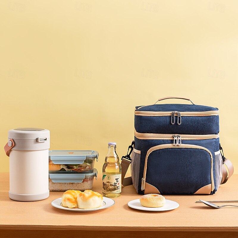 Lunch Bag for Women and Men for Back to School Office Picnic Hiking Beach Thickened Insulated Tote Outdoor Wet and Dry Use Crossbody Picnic Cooler Bag Waterproof Double Layer Lunch Box Carrier3