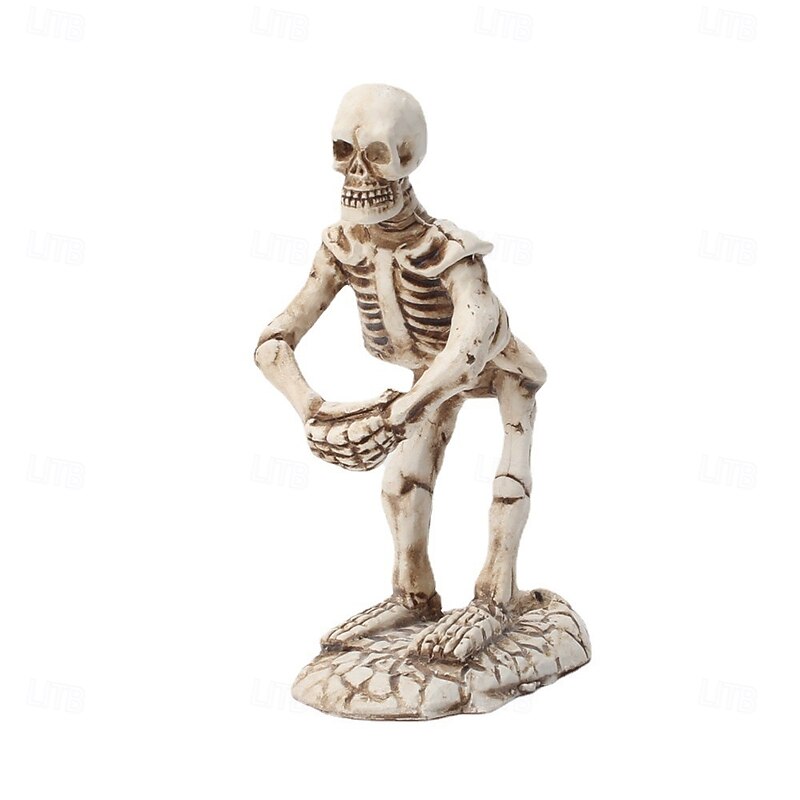 Halloween Statue Small Skull Pen Holder Office Desktop Organizer Resin Mini Skeleton Pencil Stand Creative Home Desk Storage Cute Gothic Decor4