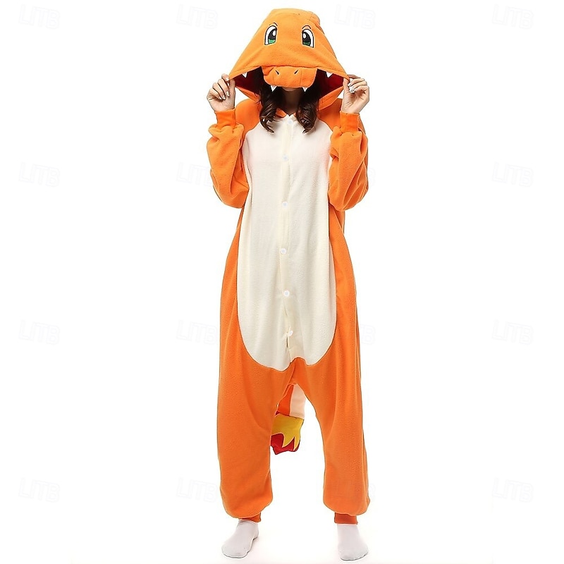 Adults' Cartoon Onesie Costume Carnival Costume Charizar Onesie Pajamas Kigurumi Pajamas Funny Costume For Men and Women Christmas Carnival New Year Cartoon