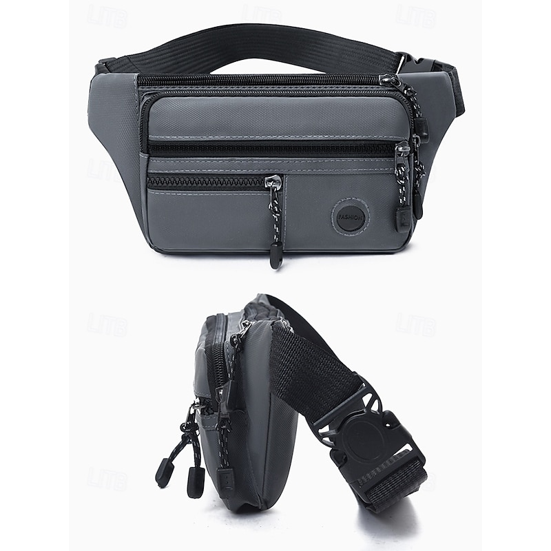 Men's Water-Repellent Nylon Waist Bag – Multi-Pocket Casual Crossbody Fanny Pack for Outdoor Travel, Hiking and Daily Use4