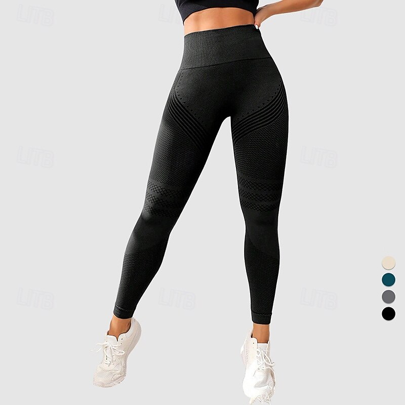 Women's Workout Leggings Yoga Pants Tummy Control High Waist Dance Pilates Running Bottoms Solid Color Black Green Beige Fall Sports Activewear Tight Fit3