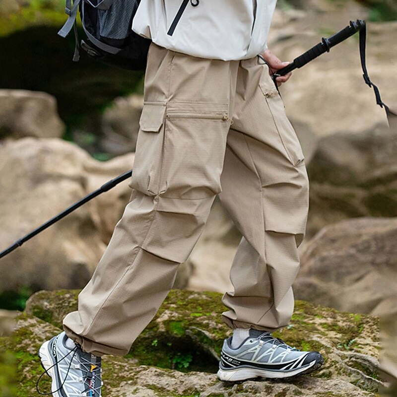Men's Cargo Pants Hiking Pants Trousers Hiking Rain Pants Waterproof pants Winter Outdoor Regular Fit Waterproof Windproof Bottoms Pocket Black White Camping / Hiking Running S M L XL