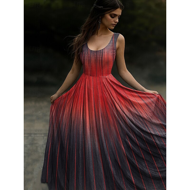 Women's Vintage Viking Celtic Knot Gradient Art Maxi Dress Sundress A Line Dress Slip Dress Pleated Dress Vacation Casual Boho Beach Standard Fit Graphic Abstract Sleeveless U Neck3