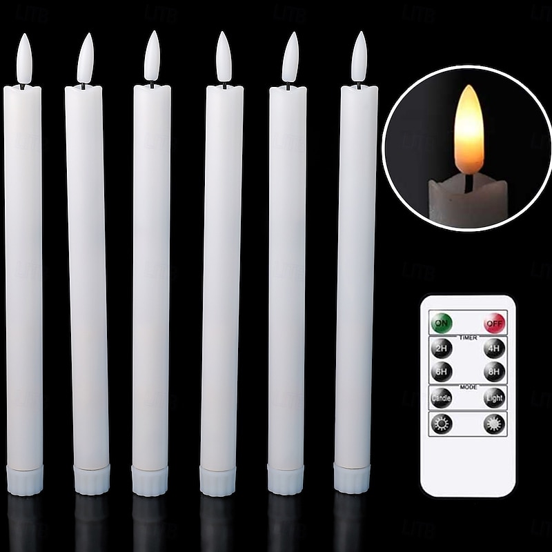 6 Pcs Halloween Christmas 16.5/17.5/22.5CM simulation electronic candle remote control AAA battery indoor and outdoor wedding party atmosphere decoration light3