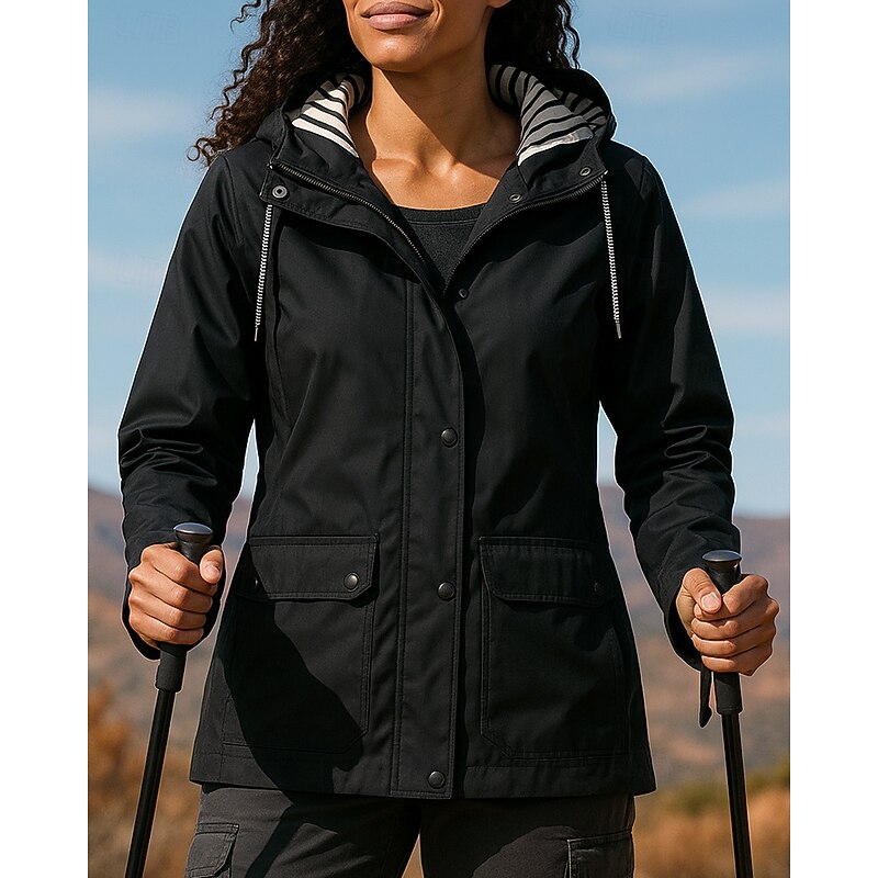 Women's Hiking Jacket rain coat Outdoor Waterproof Hiking Outfits Hiking Clothes Winter Autumn / Fall Top Hunting Camping / Hiking / Caving Traveling Solid Color Black