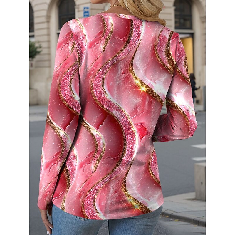 Women's T shirt Long Sleeve Crew Neck Long Sleeve Tunic Ombre Graphic Texture Vintage Stylish Classic Round Neck Regular Tops Daily Print Pink Blue Purple Green Fall Prefall2