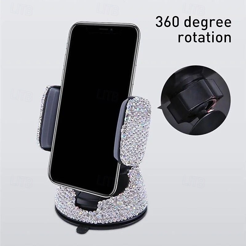 Car Adjustable Phone Holder Bling Air Vent Mount Multifunction Suction Cup Rotatable Cradle Dashboard Cellphone Stand for Navigation in Car Interior4