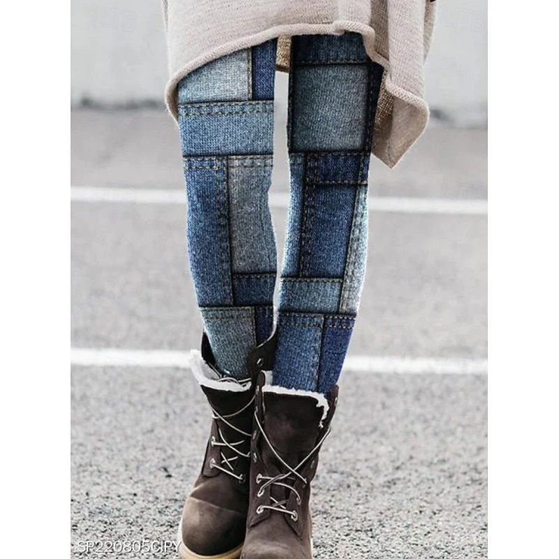 Women's Leggings Vacation Vintage Fashion Ankle-Length High Waist Graphic Abstract Printing Soft Breathable High Elasticity Outdoor Daily Black White Blue Brown Spring Fall Winter Slim Fit