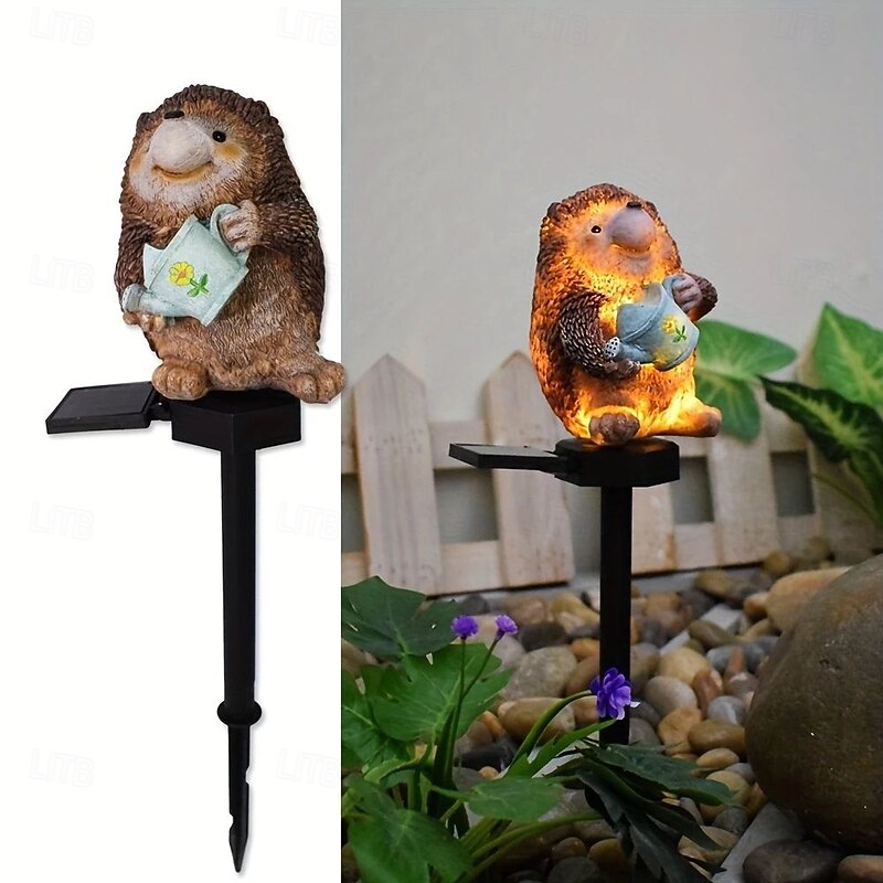 1PC Outdoor Landscape Lights Garden Solar Animal Resin Lamp Hedgehog Ground Plug LED Lawn Landscape Light Garden Courtyard Waterproof Halloween Christmas Party Pathway Decoration4