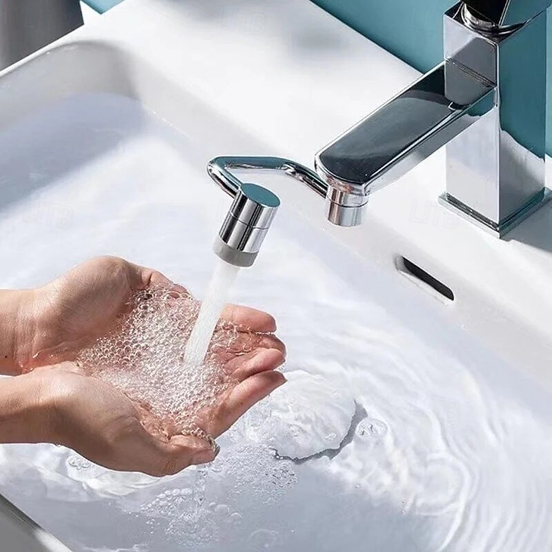 Rotating Splash Filter Faucet U-Shape Universal Faucet Splash Proof Extender with Rotatable Joint C Type Mechanical Arm Design for Bathroom Sink Water Saving Bubbler Tap Attachment for Easy Washing3