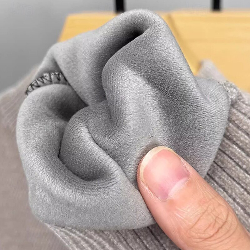 Men's Pullover Sweater Jumper Knit Sweater Ribbed Knit Regular Tops Knitted Fleece Plain Crew Neck Fashion Basic Vacation Daily Wear Clothing Apparel Fall Winter Black Dark Gray M L XL4