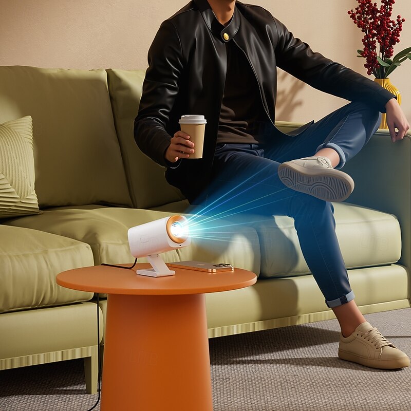 Super Convenient Mini Projection Home Theater 1080p Android Intelligent High-definition Home Wireless Projection Android Version Supports Wireless Same Screen Mobile Phones Supports USB Flash Drives3