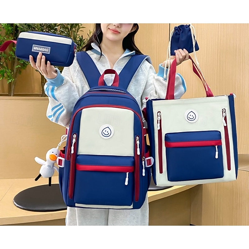 Men's Women's Kid's Backpack Sets School Bag Bookbag School Backpack Bookbag School Color Block Nylon Adjustable Large Capacity Lightweight Zipper Black Pink Green2