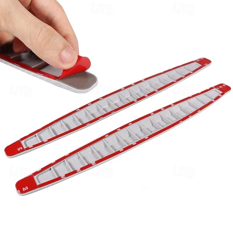 1 Pair Anti-Collision Car Bumper Protection Strips Carbon Fiber Texture Scratch Guard Wide Adhesive Strip for Front Rear Vehicle Exterior Trim