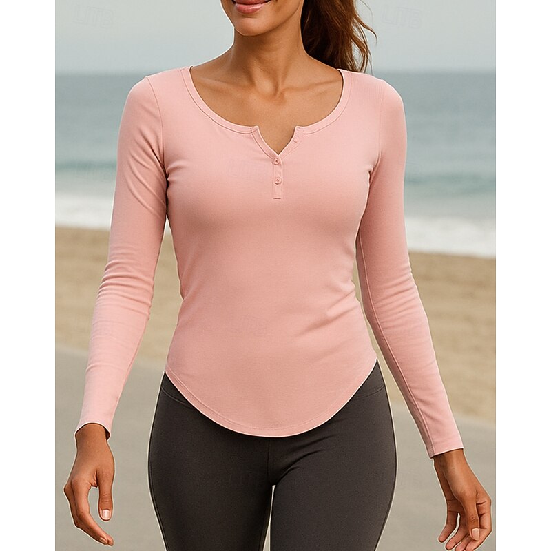 Women's Running Top Sports Sweatshirt Long Sleeve Top Athleisure Solid Colored Cotton Breathable Outdoor Running Yoga Sportswear Activewear Black Yellow Pink3