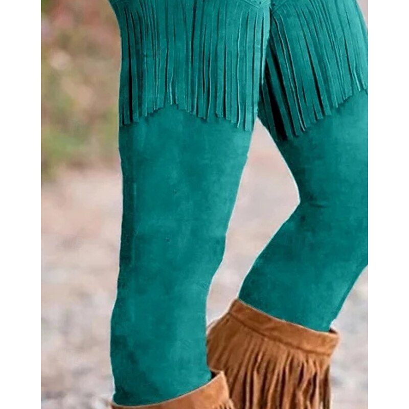 Women's Pants Trousers Leggings Cozy Leggings Vintage Boho Full Length High Waist Graphic Prints Elastic Waist Print Breathability Comfortable Stretchy Vacation Street Daily Wear Blue Brown Spring4