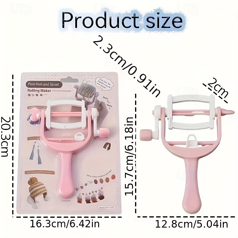 Pink Mini Tassel Maker Handheld Pom Pom Weaving Tool Tassel Crafting Machine for DIY Jewelry and Home Decor Easy to Use3