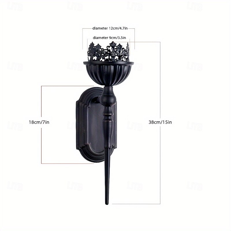 Black Vintage Candlesticks, Black Crown And Scepter Design Wall-Mounted, Perfect Decoration for Living Room, Courtyard, Bedroom, Staircase, Christmas, Halloween, Valentine's Day Gift 1PCS3