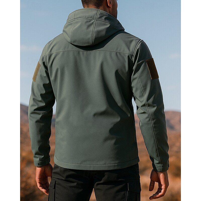 Men's Windbreaker Softshell Jacket Outdoor Waterproof Windproof Hiking Outfits Hiking Clothes Spring Autumn / Fall Top Hunting Camping / Hiking / Caving Traveling Solid Color Black Green Khaki2
