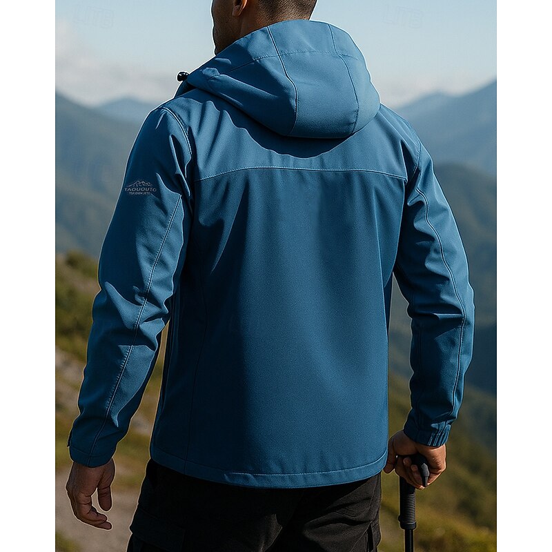 Men's Windbreaker Softshell Jacket Hiking Jacket Outdoor Thermal Waterproof Windproof Warm Hiking Outfits Hiking Clothes Winter Autumn / Fall Top Camping / Hiking / Caving Running Patchwork Blue Grey2