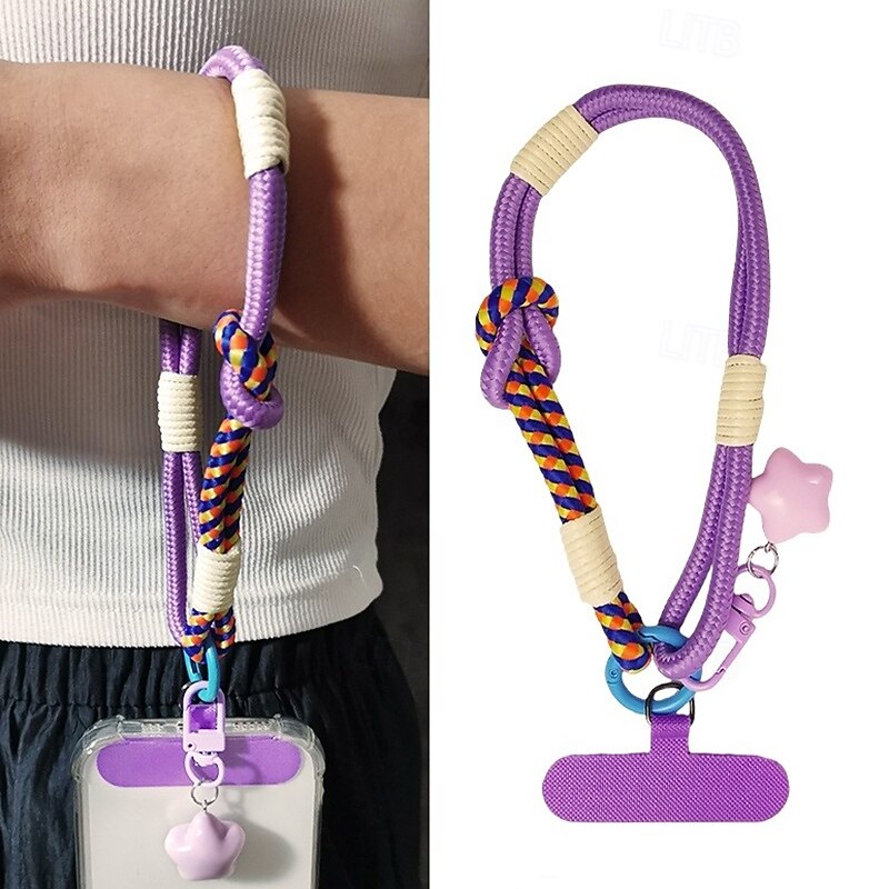 Phone Case For Lanyards Universal with Lanyard with Wrist Strap Color Gradient Geometric Pattern Polyester