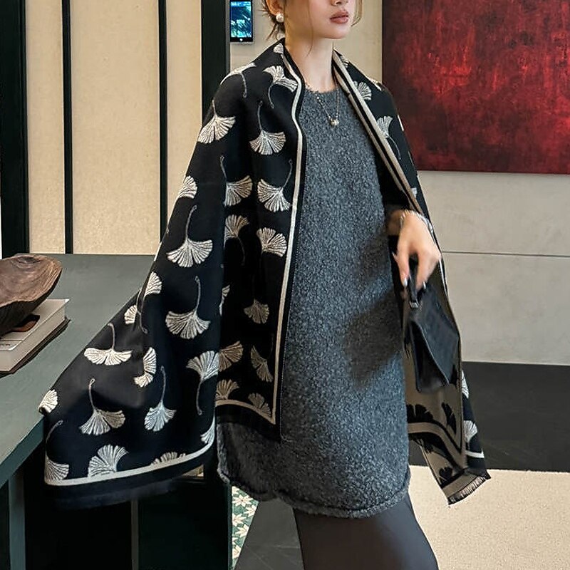 Women's Rectangle Scarf Women's Shawls & Wraps Street Daily Date Grey Black Red Scarf Print4