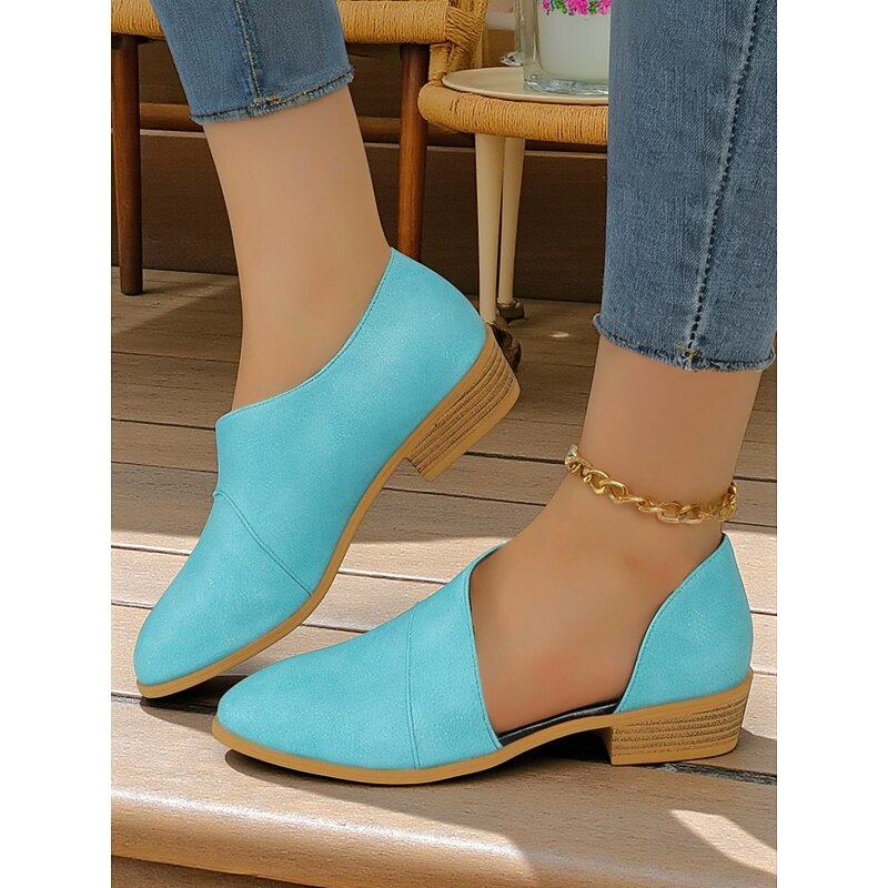 Women's Cutout Slip-On Flats with Low Heel – Vintage Chic Shoes for Porch Lounging, Backyard Brunch & Daily Errands