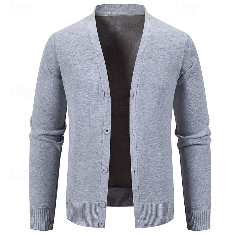 Men's Cardigan Sweater Cardigan Cropped Cardigan Sweater Cropped Sweater Ribbed Knit Regular Tops Button Up Knitted Solid / Plain Color V Neck Stylish Casual Daily Wear Going out Clothing Apparel2