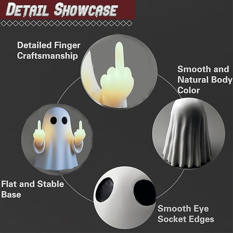 Halloween Ghost Finger Night Light Spooky Ghost Lamp Statue Cute Finger Night Light Ornaments Perfect for Indoor & Porch Halloween Decor3