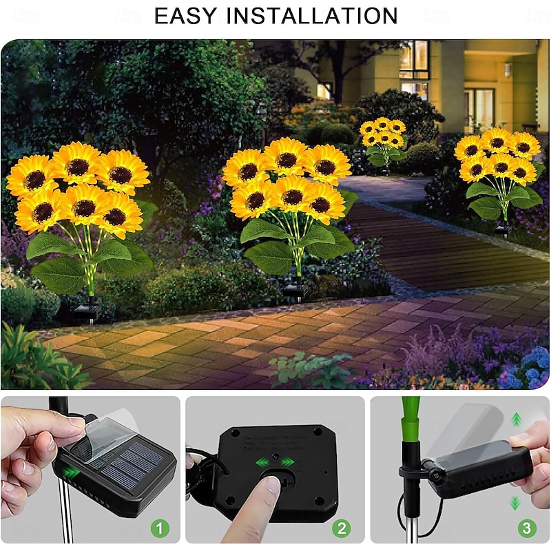 Solar Sunflower Garden Lights Warm White LED Outdoor Decorative Stake Lights for Yard, Patio, Lawn, Pathway, IP65 Waterproof, Ideal Gift for Women, Mom, Grandma, Friends4