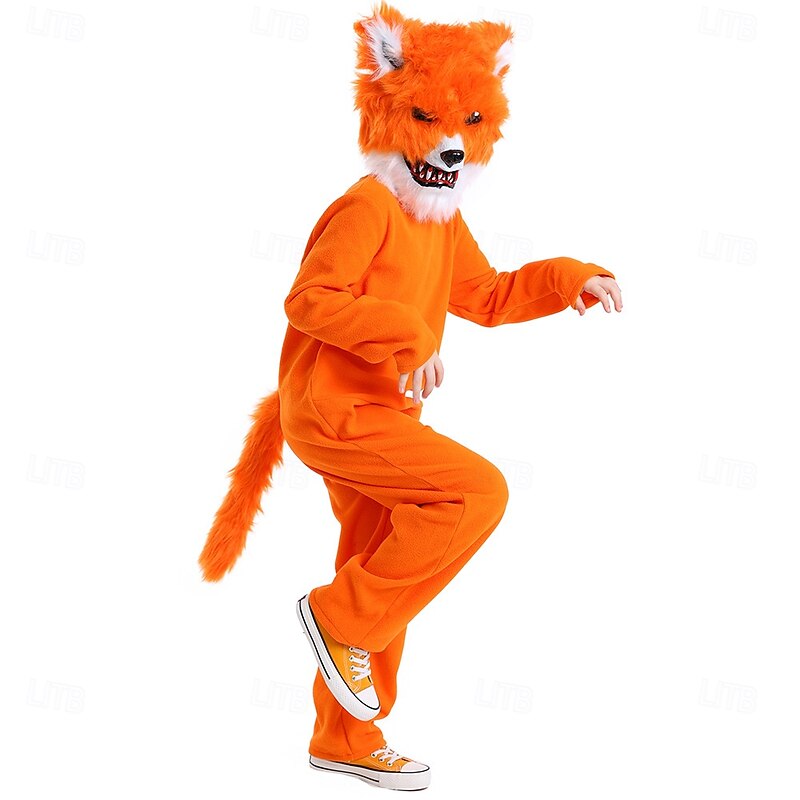 Animals Fairy Tale Fox Mask Onesie Costume Storybook Characters Cute Movie Cosplay for Boys' Girls' Kid's Halloween Carnival World Book Day Performance Educational Dress Up School Event Dress Up