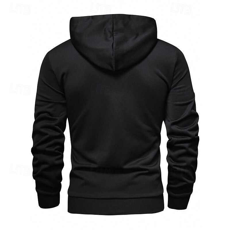 Men's Hoodie Black Wine Army Green Khaki Dark Gray Hooded Plain Quarter Zip Sports & Outdoor Daily Holiday Polyester Streetwear Basic Casual Spring Fall Clothing Apparel Hoodies Sweatshirts4