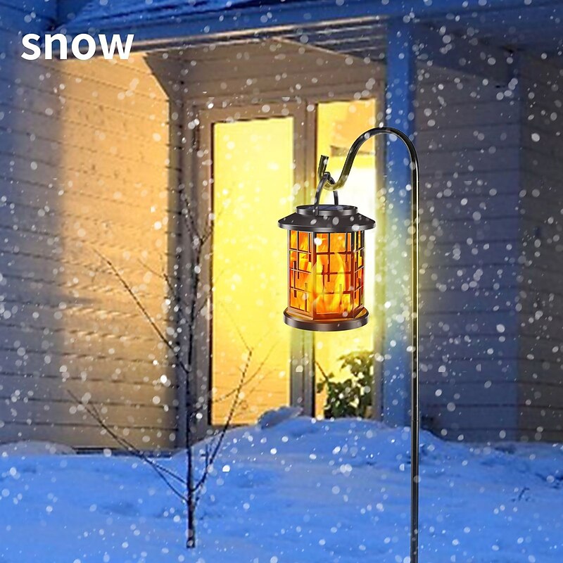 1 Pc Halloween Christmas Outdoor Waterproof Solar Simulation Flashing Flame Lantern 20LED Beads Courtyard Garden Lawn Path Terrace Hanging Light Pendant Decorative Light Landscape Light3