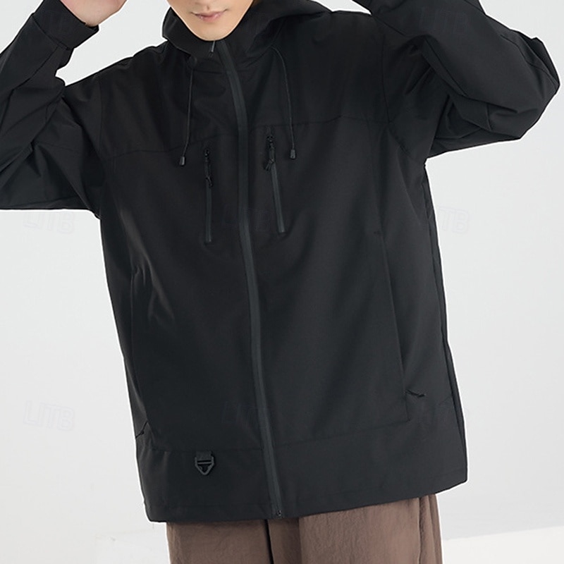 Men's Windbreaker Softshell Jacket Hiking Jacket Outdoor Waterproof Windproof Hiking Outfits Hiking Clothes Spring Autumn / Fall Top Camping / Hiking / Caving Running Solid Color Black White Purple2