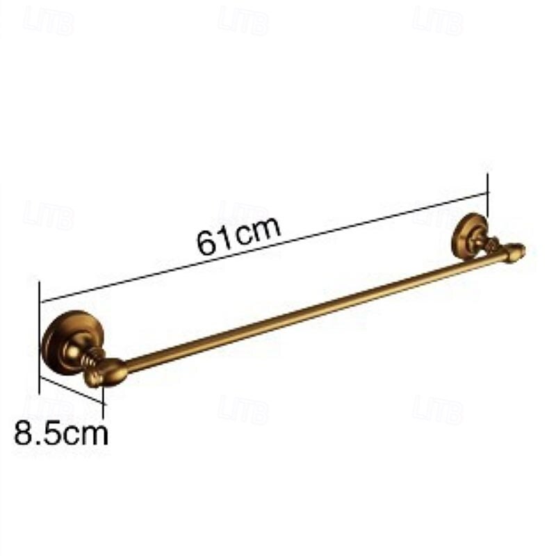 Towel Bar Multifunction Antique Aluminum Material Wall Mounted Bathroom Single Towel Rod Carved 1pc4