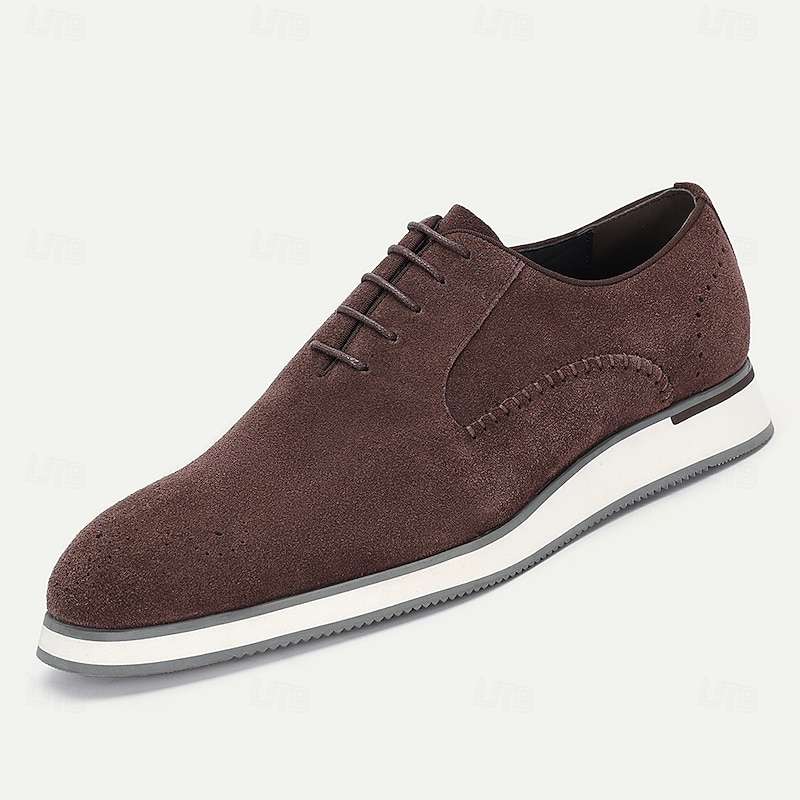 Men's Brown Leather Lace-up Sneakers with Perforated Detailing, Premium Cowhide, Versatile and Comfortable for Office Wear, Casual Wear and Weekend Adventures2
