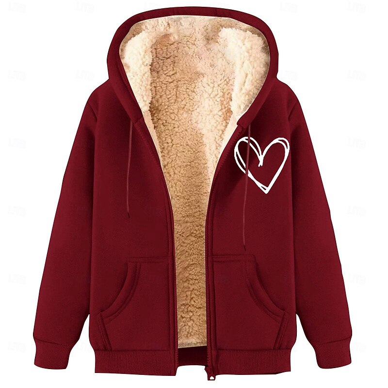 Men's Full Zip Hoodie Zip Up Hoodie Fleece Jacket Fleece Hoodie Apricot Black Wine Red Blue Hooded Heart Plain Graphic Prints Zipper Pocket Sports & Outdoor Casual Daily Polyester Streetwear Casual4