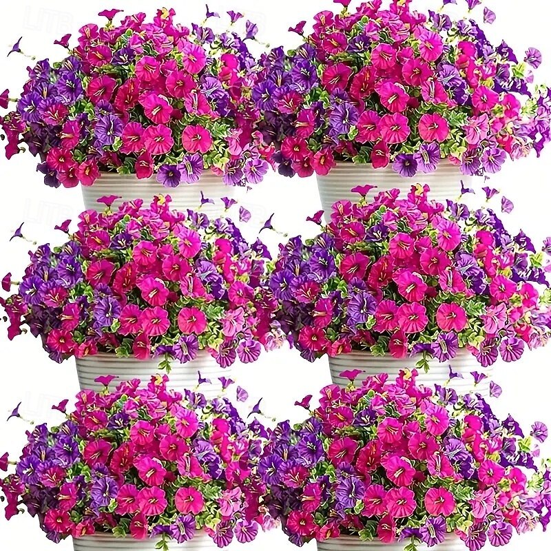 8 bundles of vibrant artificial flowers - UV resistant and non fading artificial flower arrangement colorful artificial flowers suitable for indoor and outdoor decoration perfect for home gardens p - Main Image