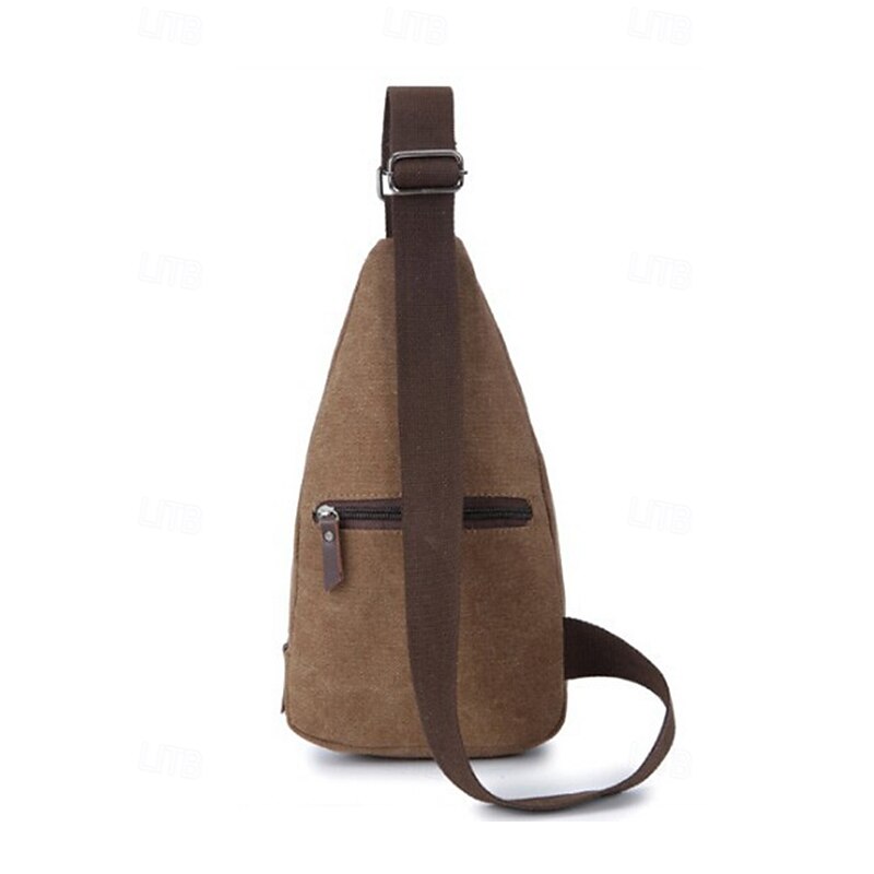 Men's Canvas Sling Backpack with Multiple Compartments, Vintage Crossbody Chest Bag for Outdoor Hiking, Travel and Daily Casual Use4