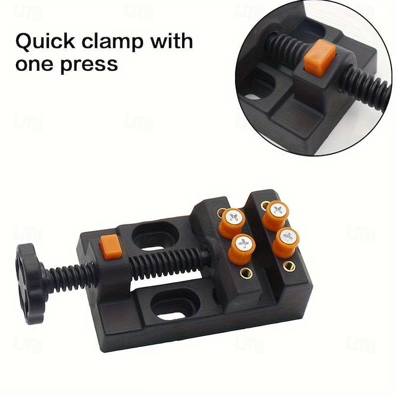 1pc Mini Drill Press Vise Clamp for DIY Jewelry and Crafts  Quick-Adjust 0-2 Inch (0-5.3cm) ABS Plastic Bench Vise with Olive Bodhi Bead Grip Precision Drilling & Engraving Tool for Watch Repair3