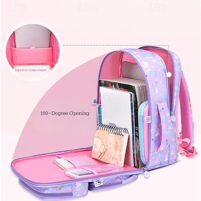 Girls Rainbow Unicorn Backpack with Large Capacity – Lightweight Waterproof School Bag for Elementary Students, Ideal for Daily Use and Travel2