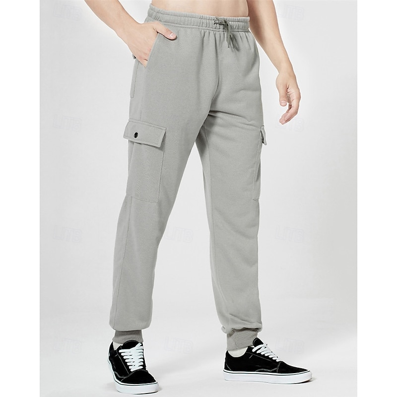 Men's Sweatpants Joggers Trousers Cargo Sweatpants Pocket Elastic Waist Drawstring Camouflage Comfort Sports Outdoor Daily Fashion Casual ArmyGreen Khaki Micro-elastic