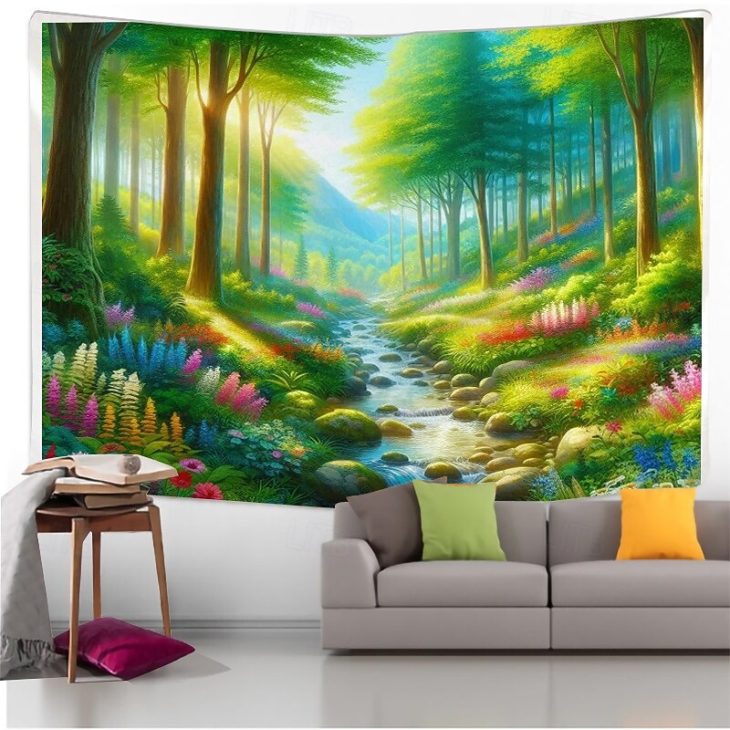 Fall Autumn Landscape Pattern Tapestry Wall Hanging Tapestry waterfall pattern Wall Carpet Wall Art Wall Decoration Tapestry Wall Decoration2