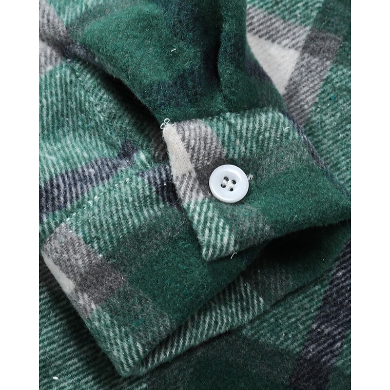 Men's Lightweight Jacket Shirt Jacket Casual Jacket Shacket Vacation Daily Breathable Pocket Spring Fall Plaid Fashion Classic Hooded Regular Wine Red Blue Green Jacket4